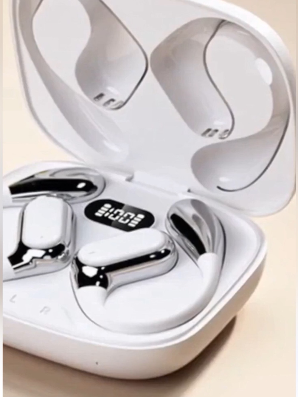 Open Ear Bluetooth 5.4 Translating Earbuds, 60H Playtime, Waterproof - White
